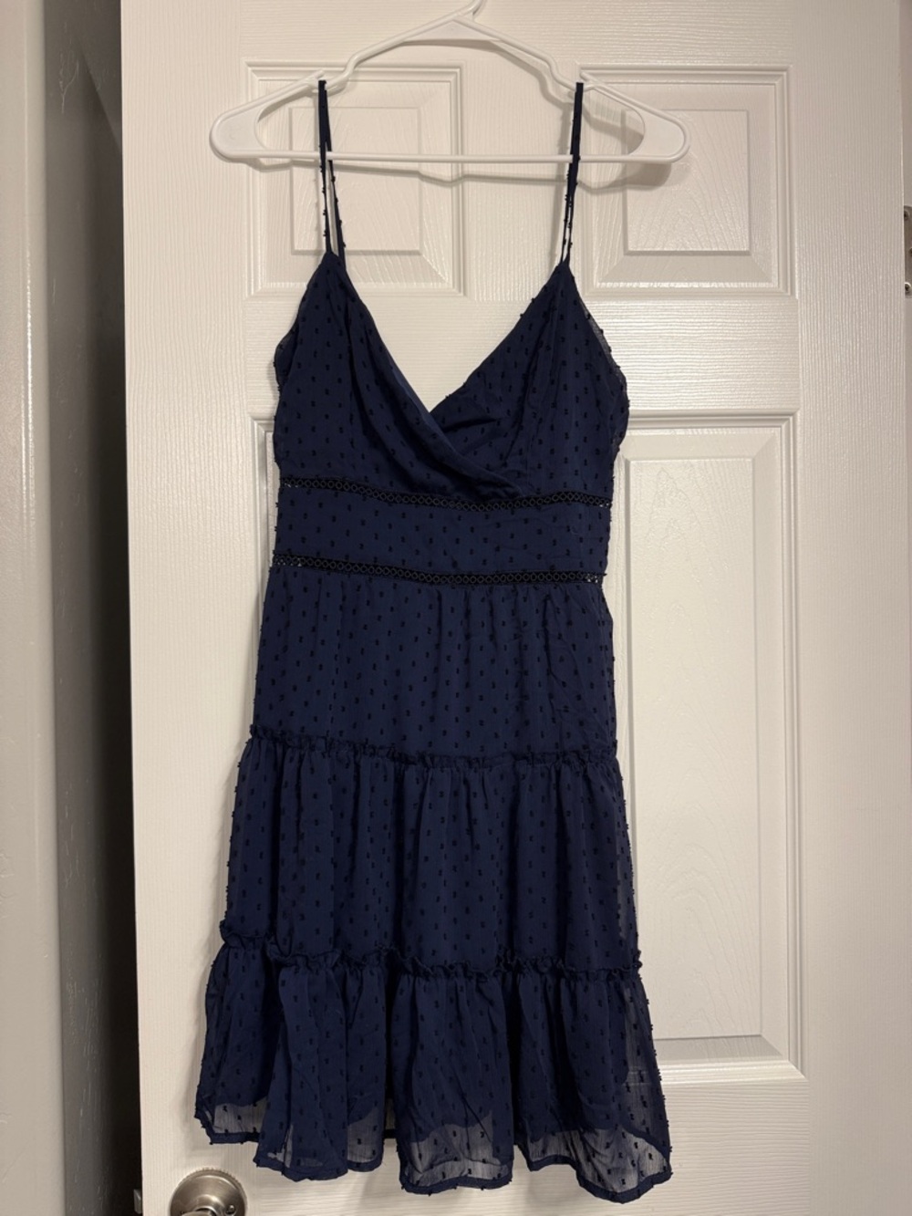 Trixxi Navy Spaghetti Strap Tiered Mini Dress